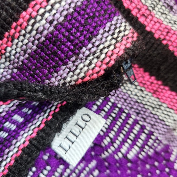 Lillo Bag Purple Aztec Hippie‎ Lightweight Backpack Beach Casual Travel Pom Pom - Picture 5 of 7